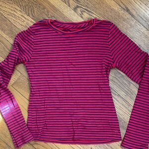Pima cotton red and navy stripe long sleeve shirt vineyard vines 10/12